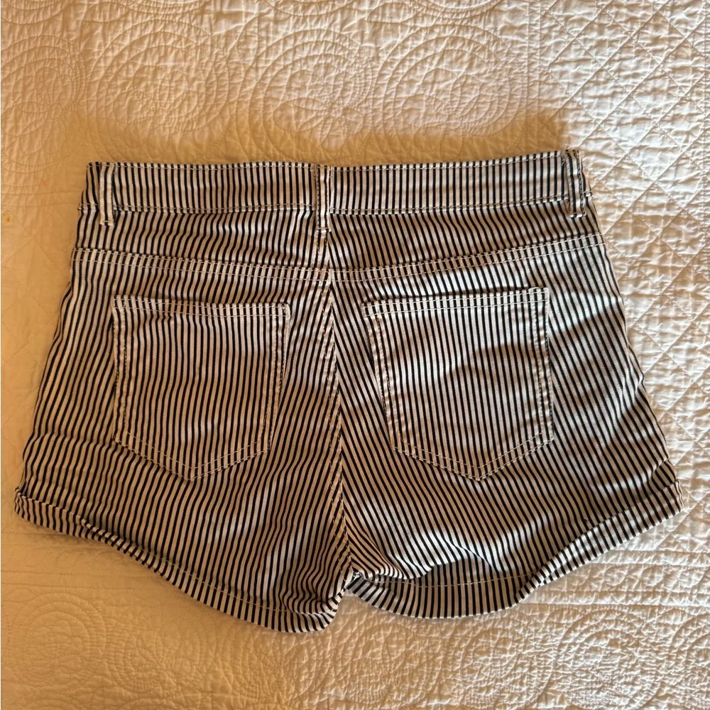 H&M Black and White Striped Jean Shorts